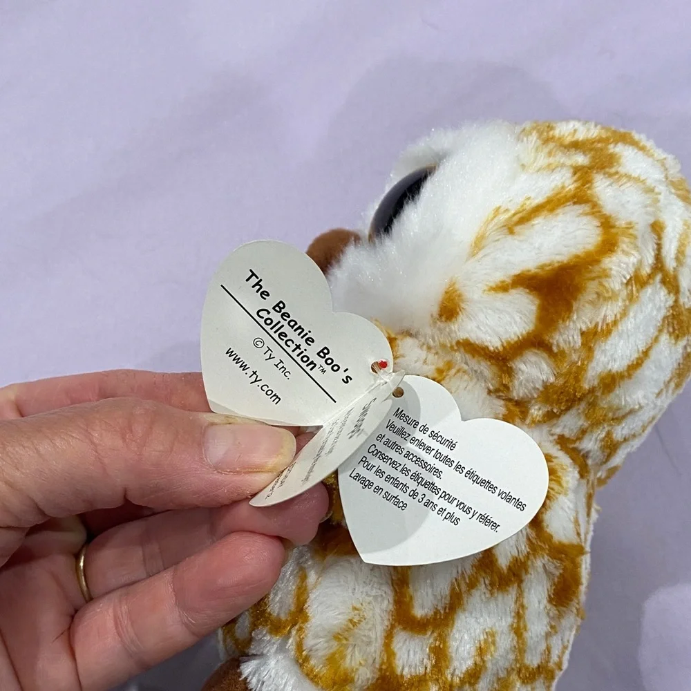Ty Plush Barn Owl Toy in White and Gold Named SWOOPS